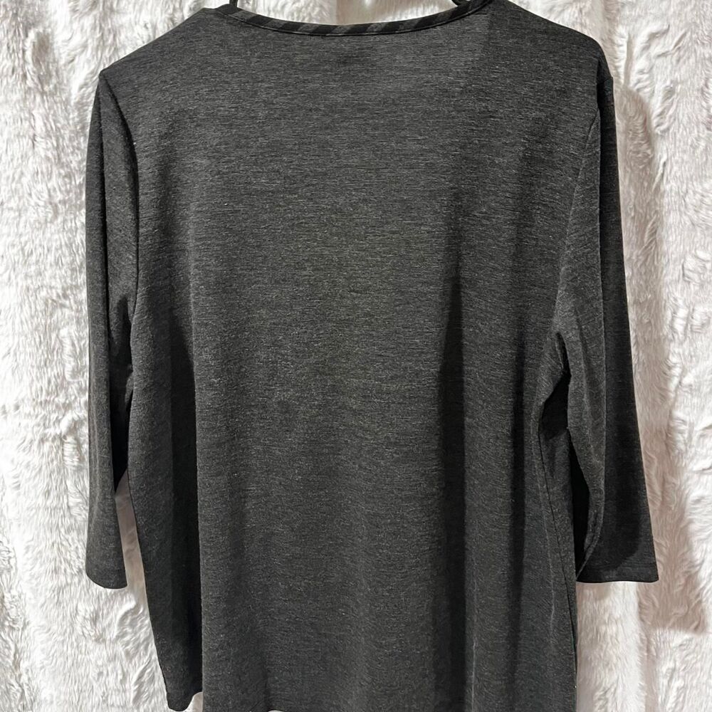 FOCUS Casual Life Grey & black striped 3/4 sleeve top - Picture 2 of 7